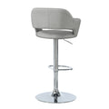 Bar Stool, Swivel, Bar Height, Adjustable, Chrome Metal, Grey Fabric, Contemporary, Modern Grey Foam Polyester