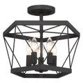 5 Light Living Room Steel Dimmable Cage Semi Flush Mount Ul Certified Black Ceiling Lights Steel Metal