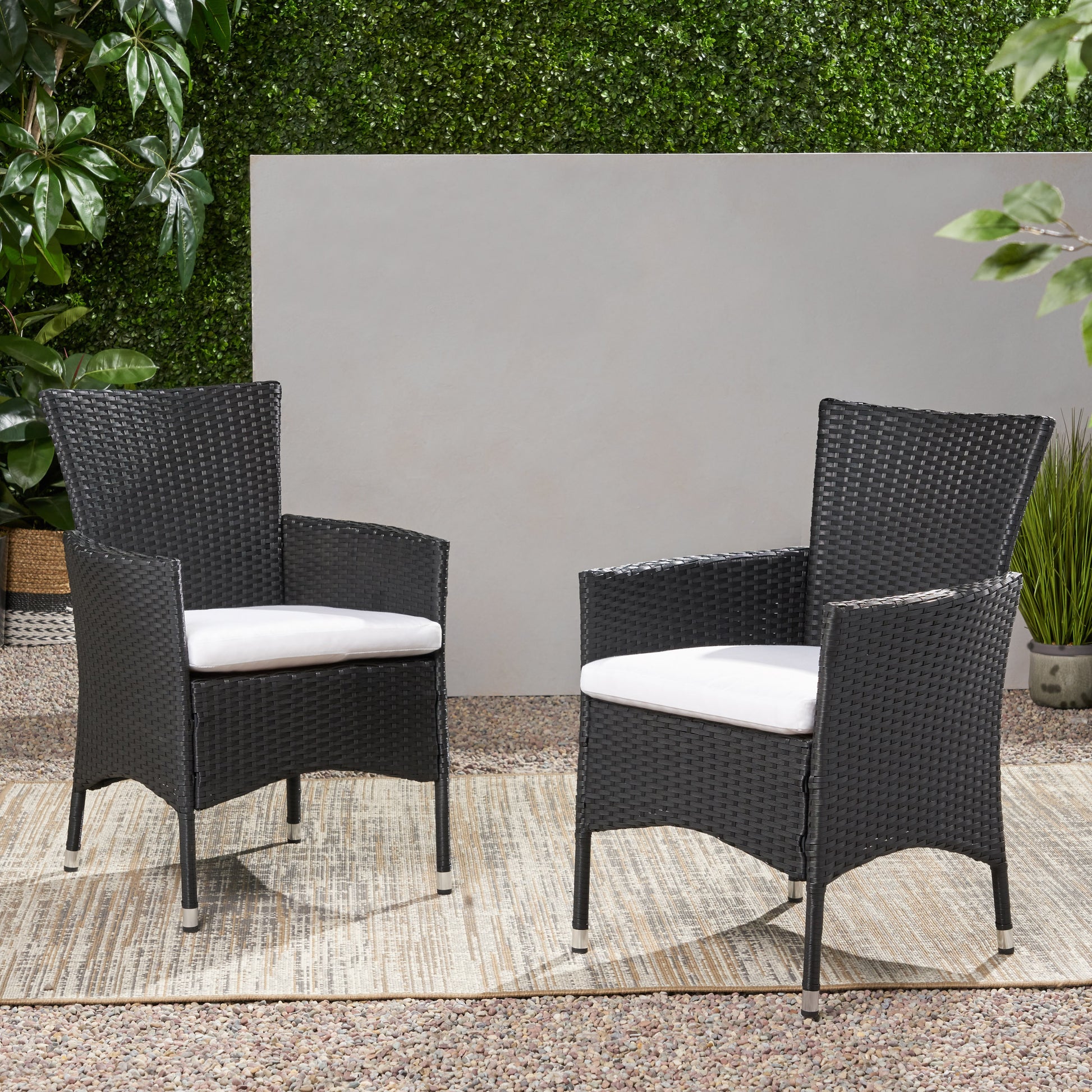 Malta Dining Chair Set Of 2 Black Wicker