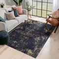 3X5 Area Rug, Washable Rug, Low Pile, Non Slip, Non Shedding, Foldable, Kid & Pet Friendly Area Rugs For Living Room, Bedroom, Kitchen, Dining Room Rug Perfect Gifts, Black Gold, 3' X 5' Black Gold Chenille Polyester