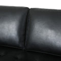 Mirod Comfy 3 Seat Sofa With Wooden Legs, Pu, For Living Room And Study Black Pu 3 Seat