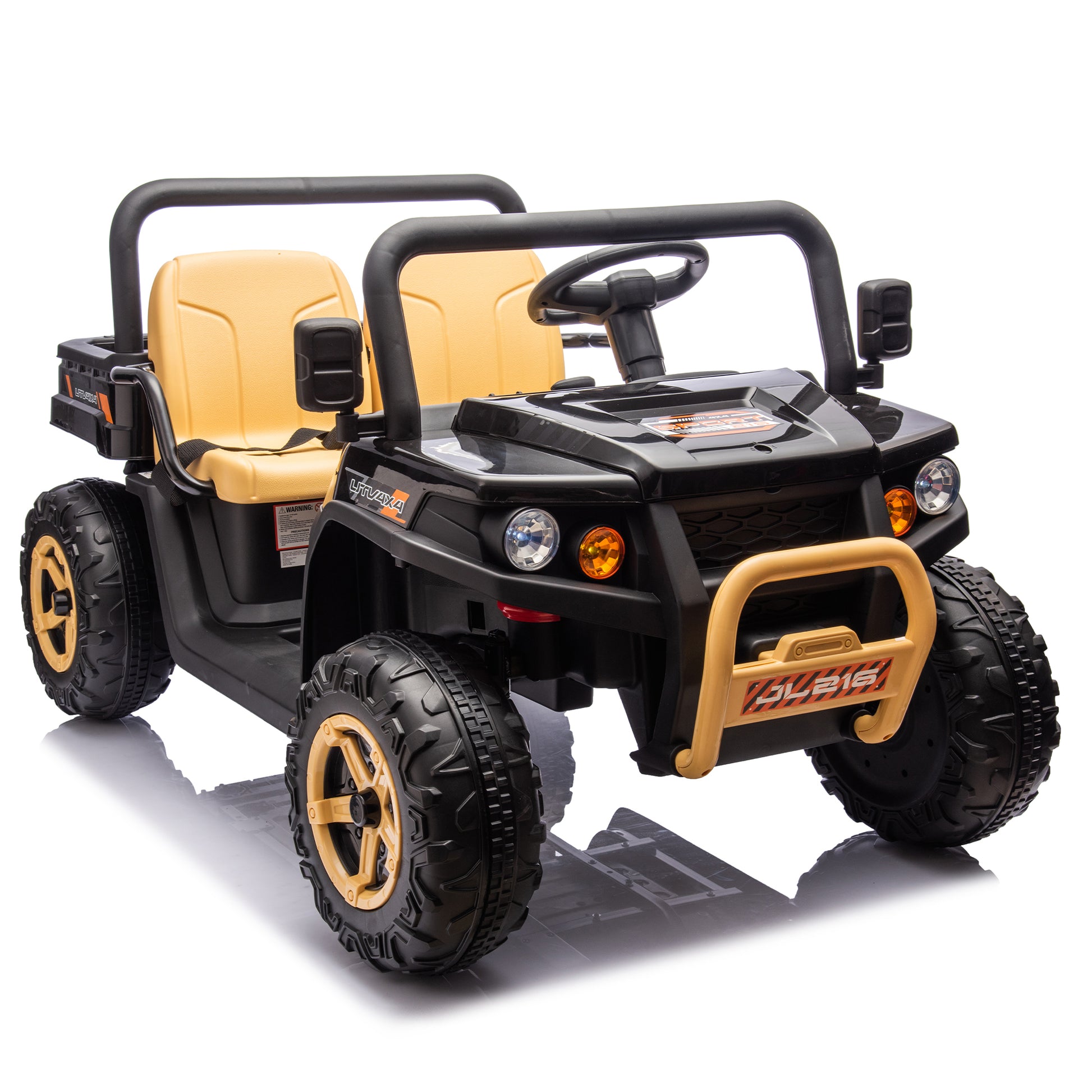 24V Xxxl Kids Ride On Utv W Parents Remote Control,Two Seater,Automatic Tipping Bucket,Rear Wheel Suspension,Slow Start,Portable Handle,Safety Belt,Led Light,Usb,Mp3,Bluetooth,Horn For Kids Aged 3 8. Black 50 99 Lbs Polypropylene