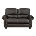 Traditional Living Room Furniture 2Pc Sofa Set Dark Brown Leather Sofa Loveseat Comfortable Plush Seating Rolled Arms Trim Classic Design Dark Brown Primary Living Space Classic,Traditional Rolled Arms Solid Wood 5 Seat