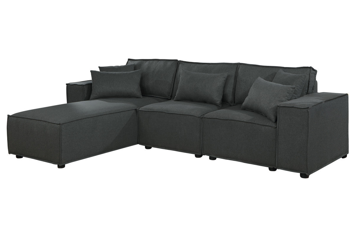 Harvey 104" Sofa With Reversible Chaise In Dark Gray Linen Dark Gray Linen