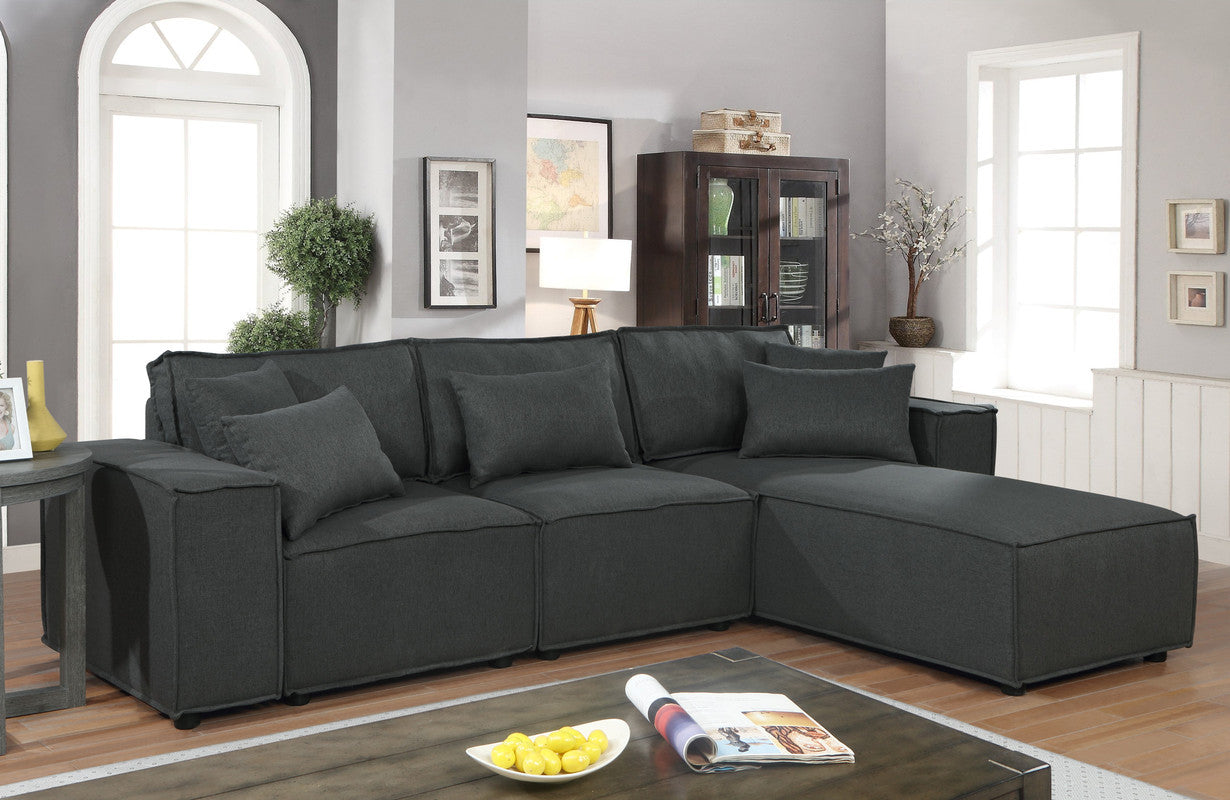 Harvey 104" Sofa With Reversible Chaise In Dark Gray Linen Dark Gray Linen