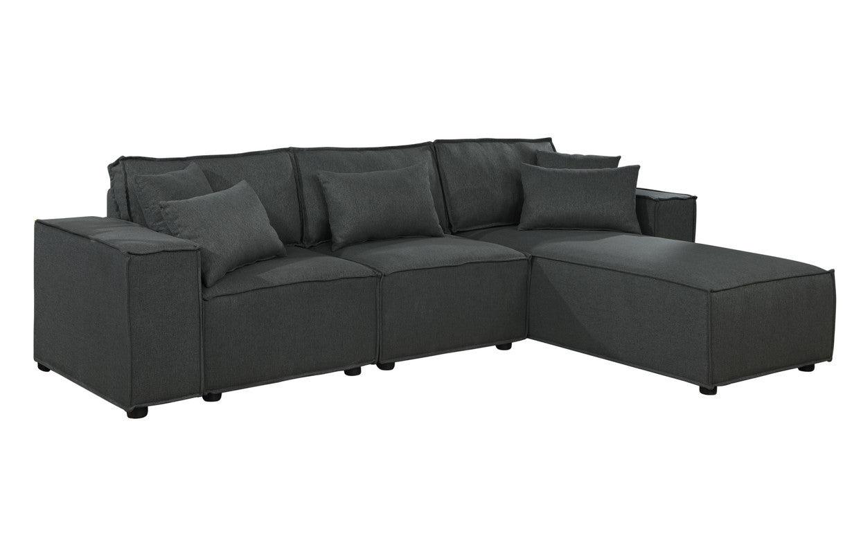 Harvey 104" Sofa With Reversible Chaise In Dark Gray Linen Dark Gray Linen