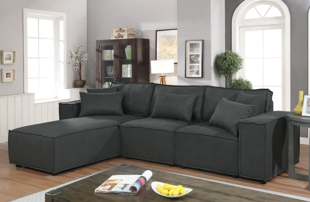 Harvey 104" Sofa With Reversible Chaise In Dark Gray Linen Dark Gray Linen