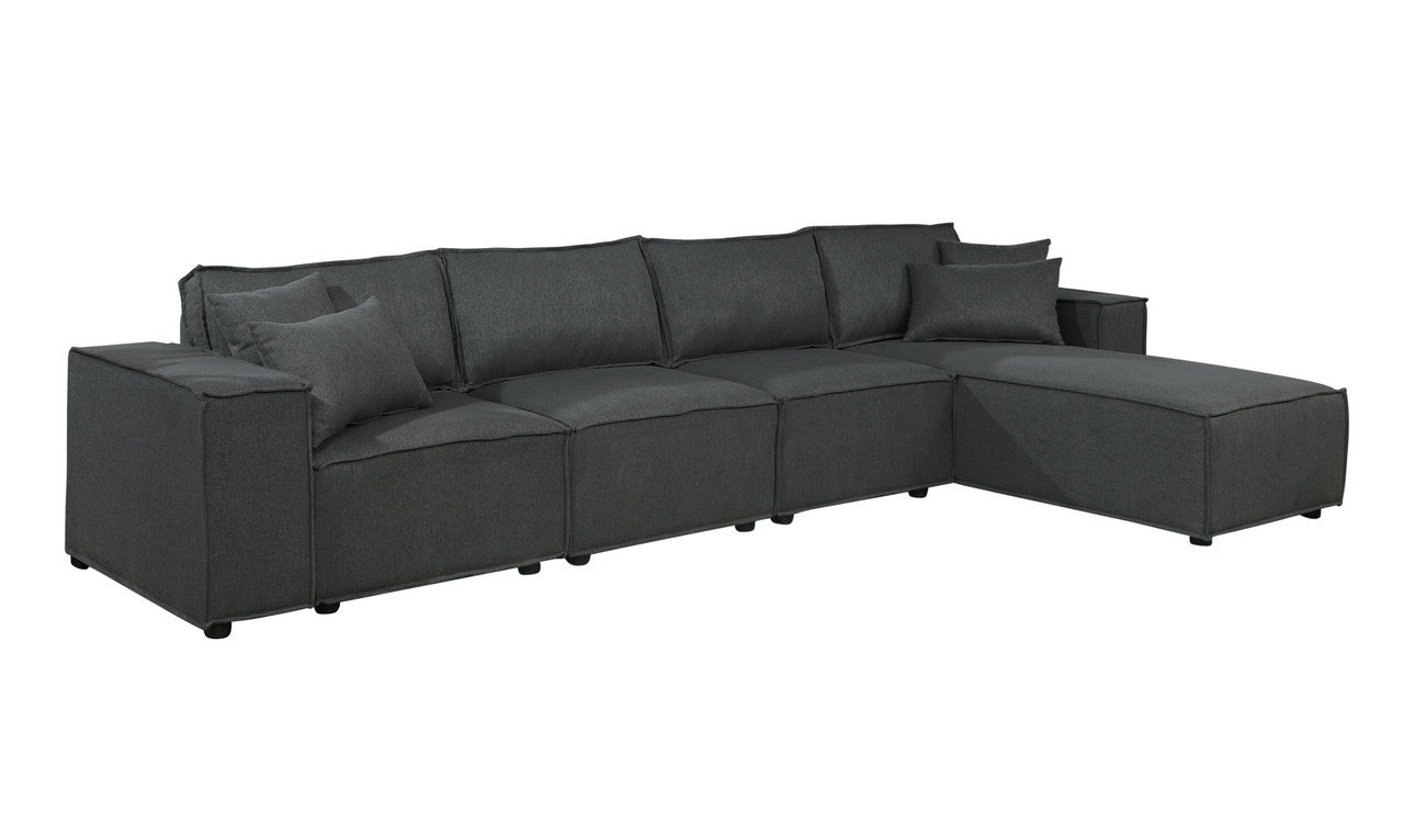 Ermont 132" Sofa With Reversible Chaise In Dark Gray Linen Dark Gray Linen