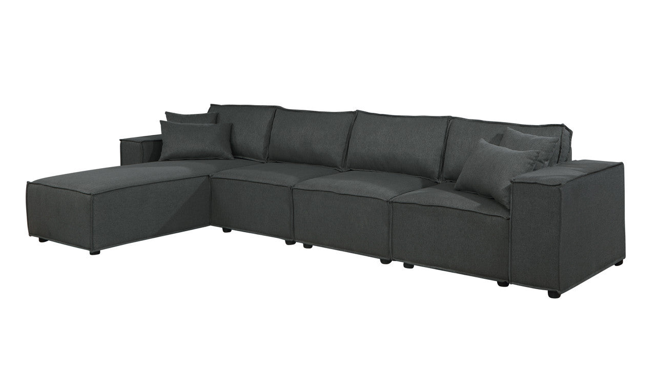 Ermont 132" Sofa With Reversible Chaise In Dark Gray Linen Dark Gray Linen