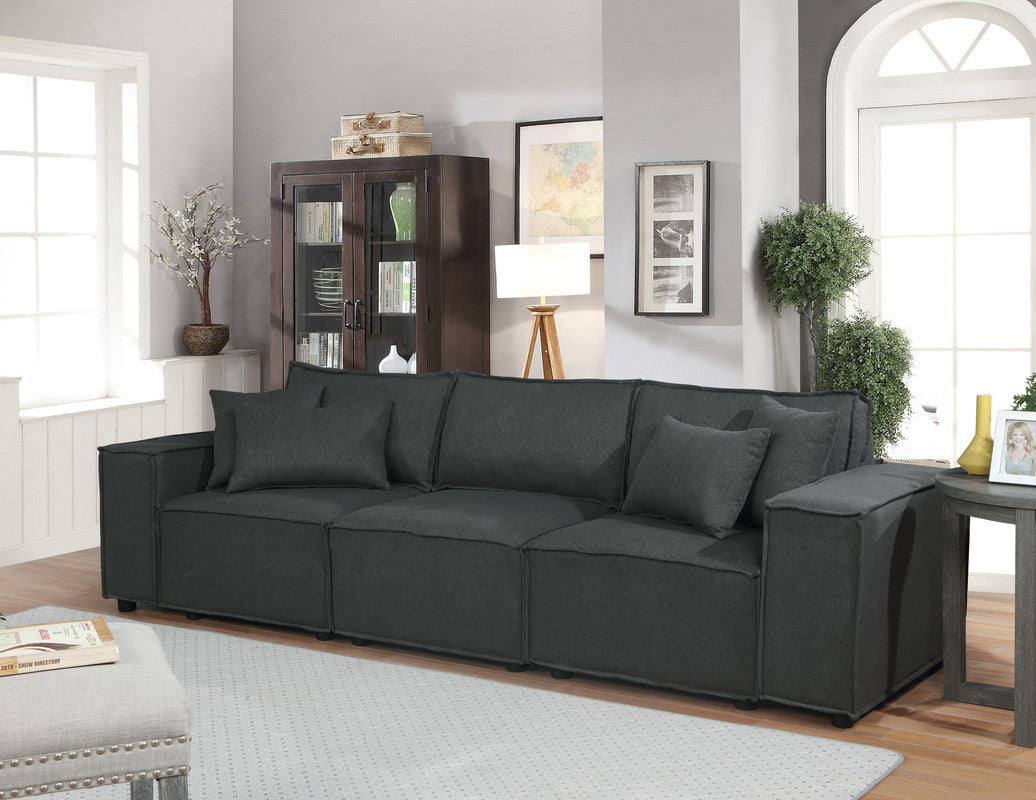 Annabel 104" Sofa In Dark Gray Linen Dark Gray Linen