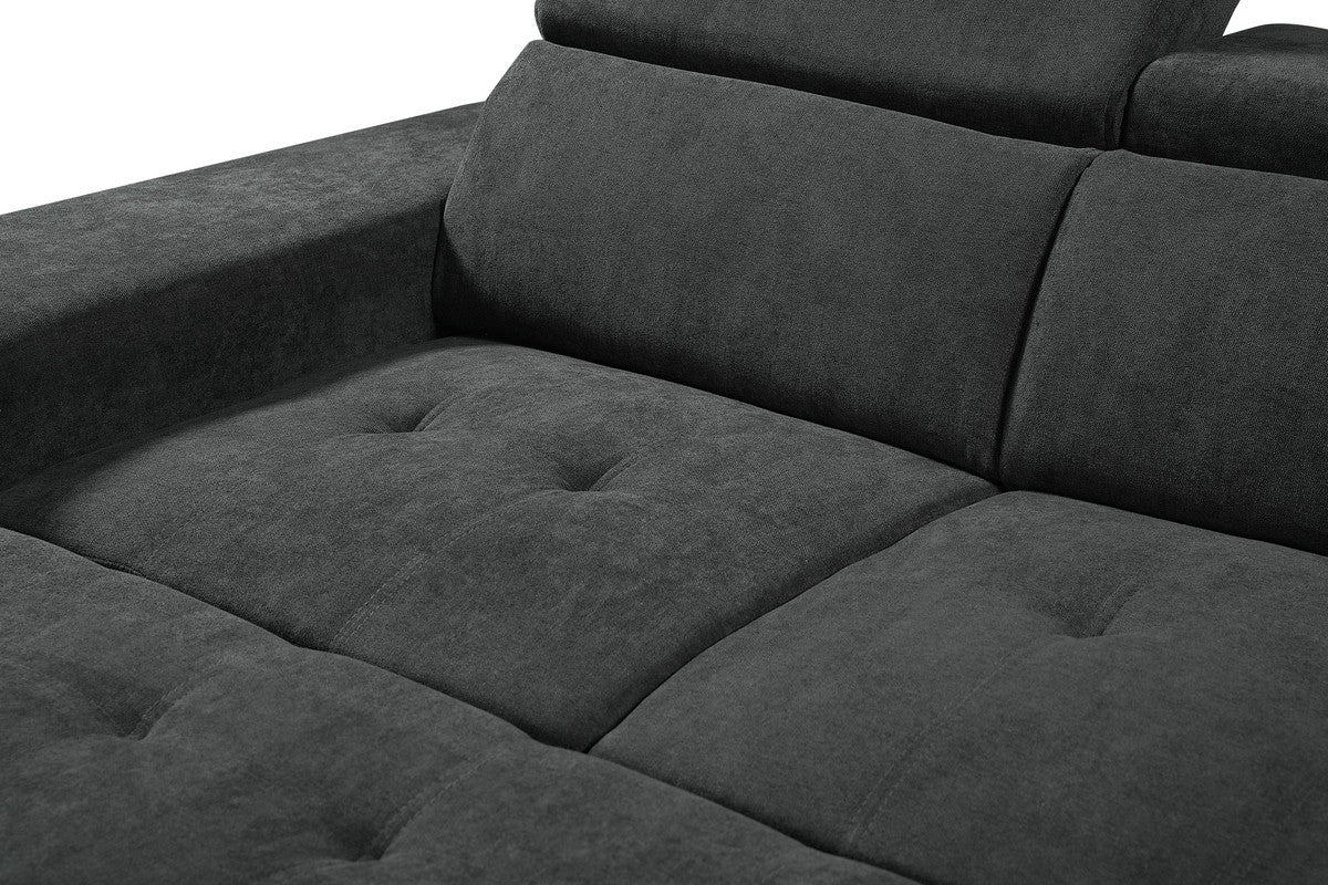 Henrik 97" Dark Gray Sleeper Sectional Sofa With Storage Ottoman And 2 Stools Dark Gray Fabric