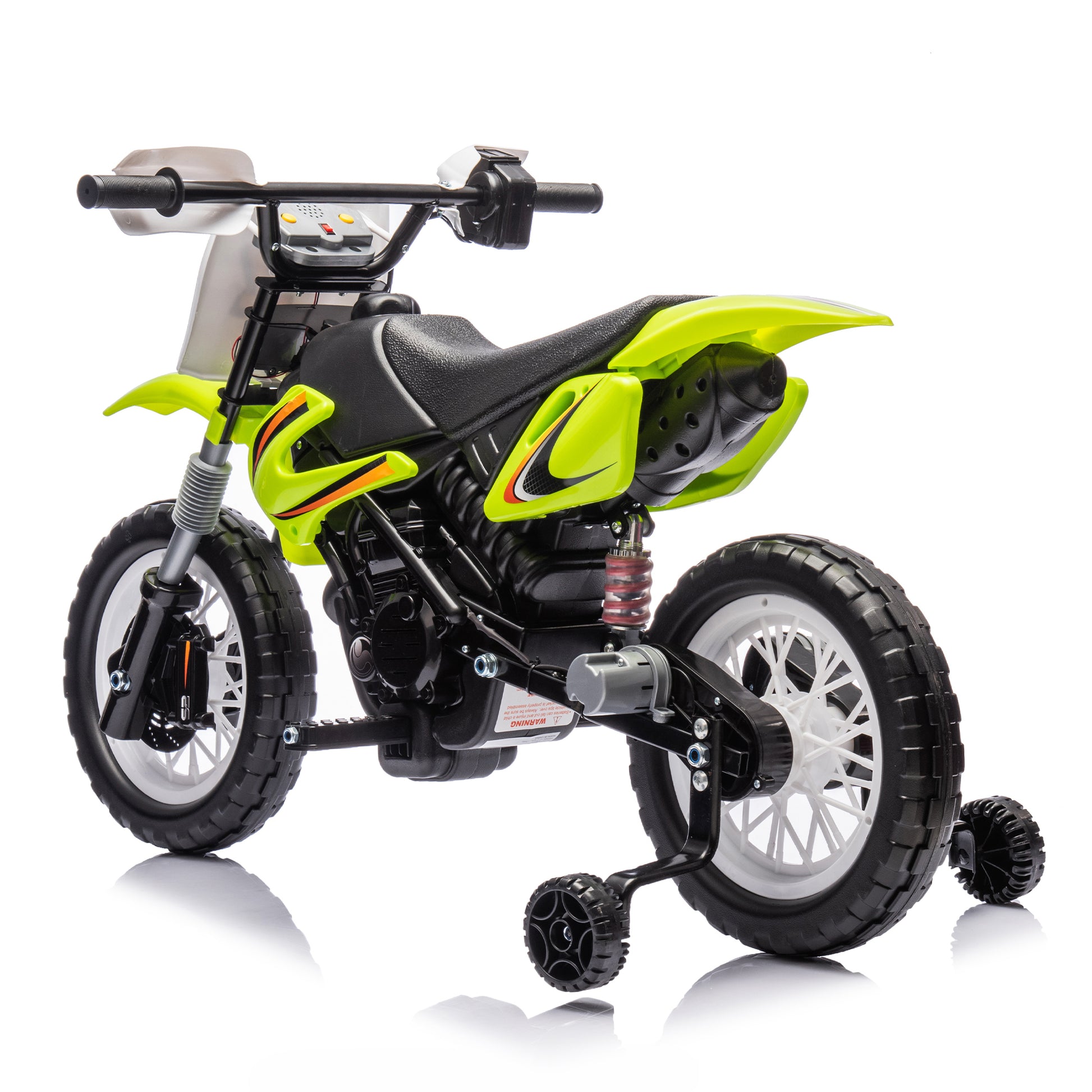 12V Kids Ride On Electric Toy Motorcycle,Rear Suspension,Twist Grip Throttle,Slow Start,Removable Training Wheels,Indie Music Box With Horn And Engine,Simulation Of Dirt Bike Modeling For Kids 3 8. Green 50 99 Lbs Polypropylene