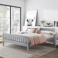 Full Bed Frames With Headboard, Solid Wooden Platform Bed With Corner, Modern Low Profile Bed Frame, No Box Spring Needed, Grey Full Grey Wood