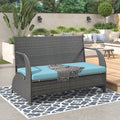 Versatile Outdoor Seat That Converts To Four Seats And A Table, Suitable For Gardens And Lawns Blue Hdpe