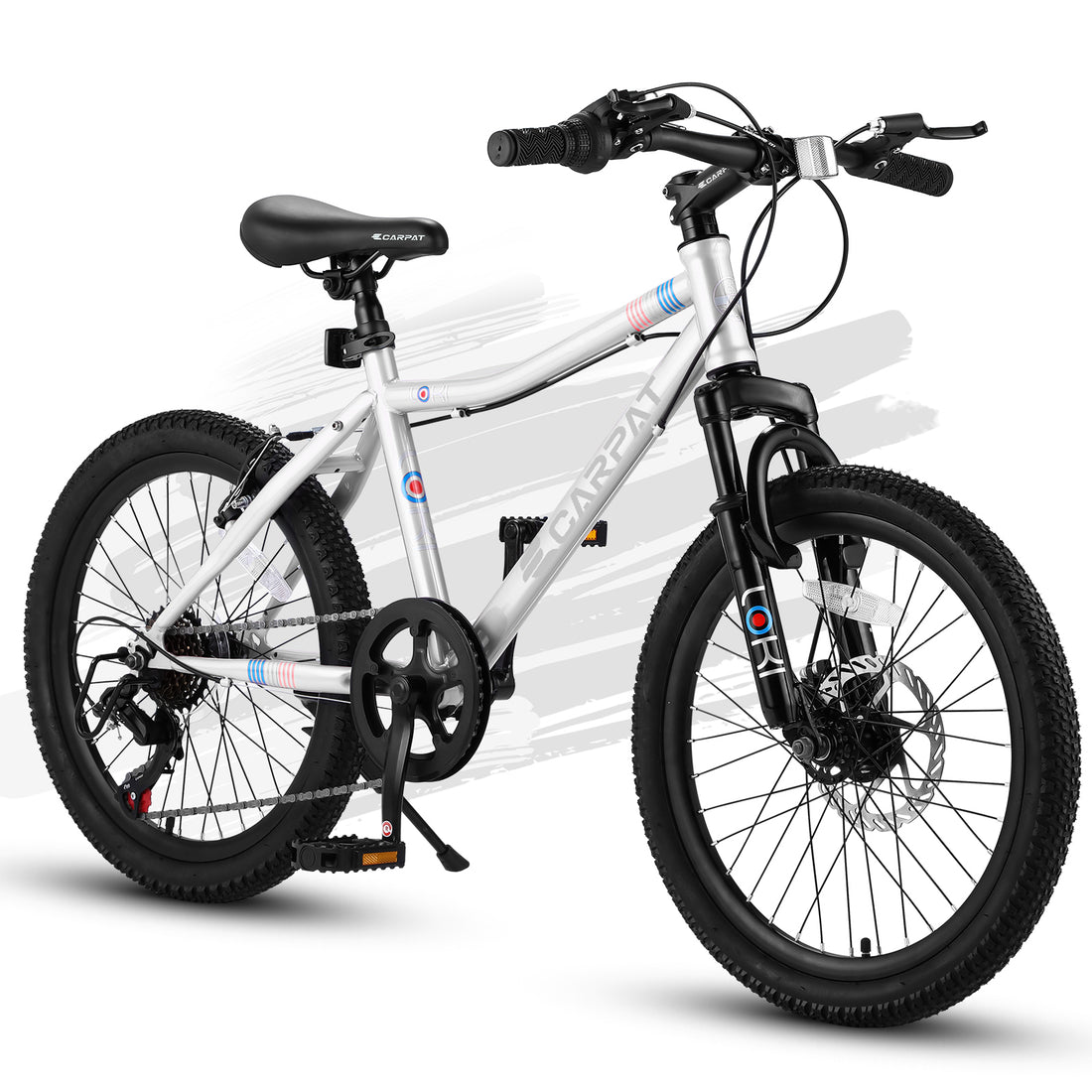 S20101 Ecarpat 20 Inch Kids Bike, Boys Girls Mountain Bike Ages 8 12, 7 Speed Teenager Children Kids' Bicycles, Front Suspension Disc Brake Rear V Brake, High Steel Frame White 200 Lbs & Over Classic Polyurethane Foam 9 To 12 Years Steel Outdoor