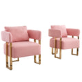 Ts Modern Decorative Chair, Living Room Side Chair With Gold Metal Legs, No Wheels, Suitable For Dressing Area, Reception Room, Office,Teddy Fleece Upholstered Metal Foot Sofas 2Pcs Pink Pink Teddy