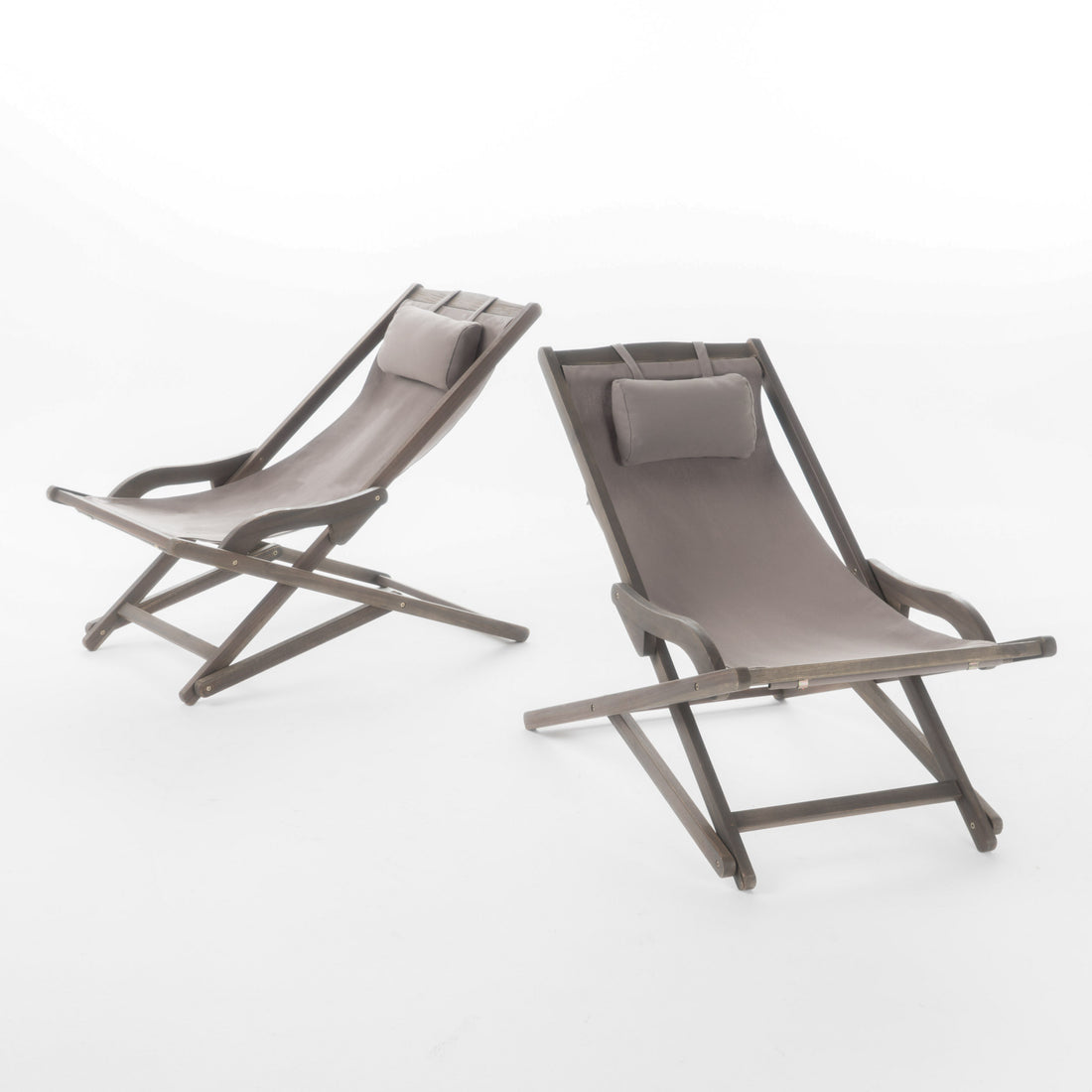 Nikki Beach Sling Chair Grey Set Of 2 Grey Wood