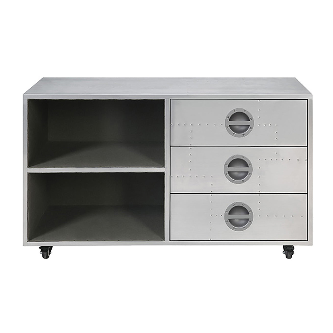 Aluminum Cabinet With 3 Drawer Freestanding 3 4 Drawers Silver Primary Living Space Drawers Included Industrial Aluminum