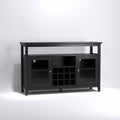 Storage Buffet Cabinet Sideboard Tv Console With Glass Doors, Black Black Dining Room Adjustabel Shelves Mdf Glass