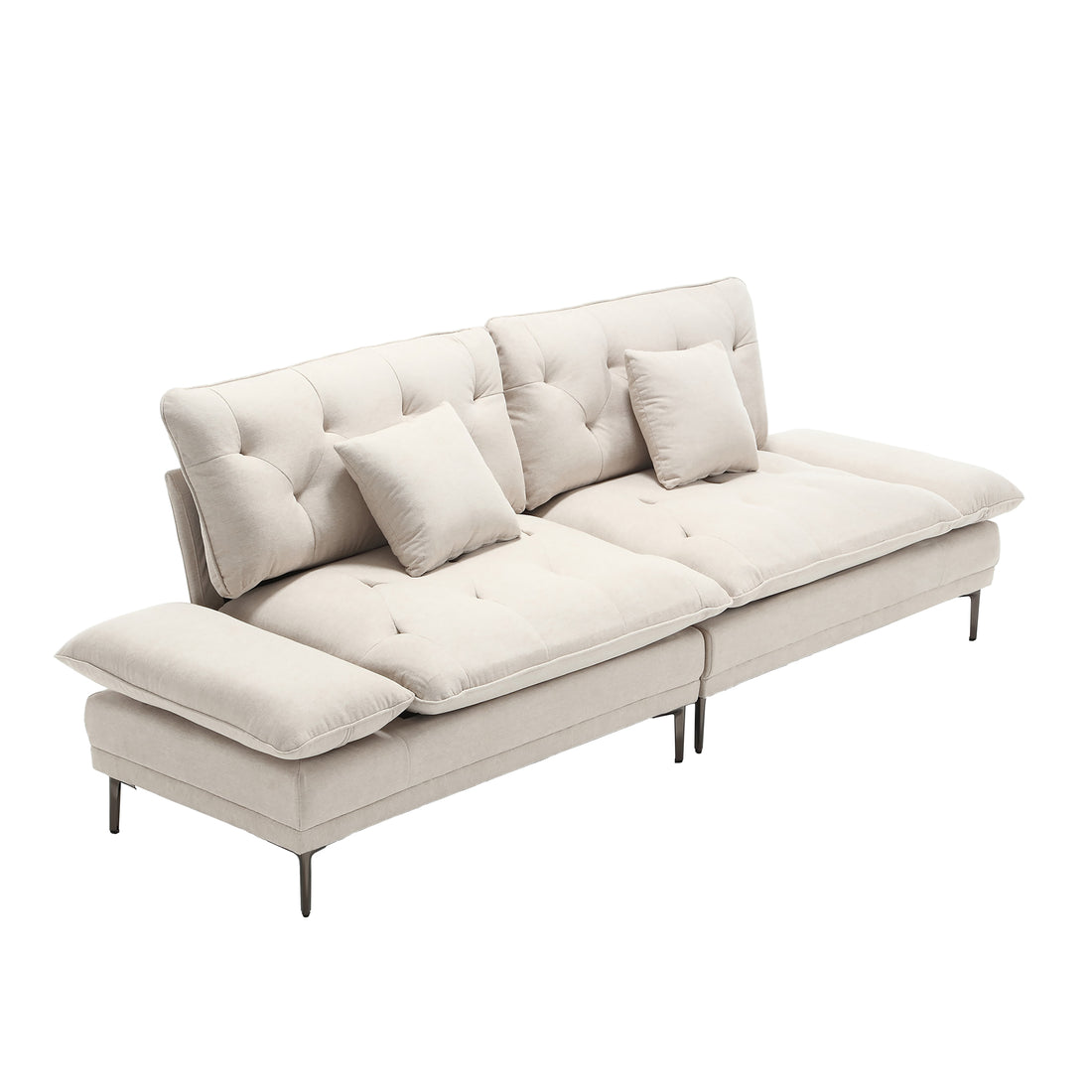 United Linen Sofaaccent Sofa Seat Sofa With Metal Feet Beige Linen 3 Seat