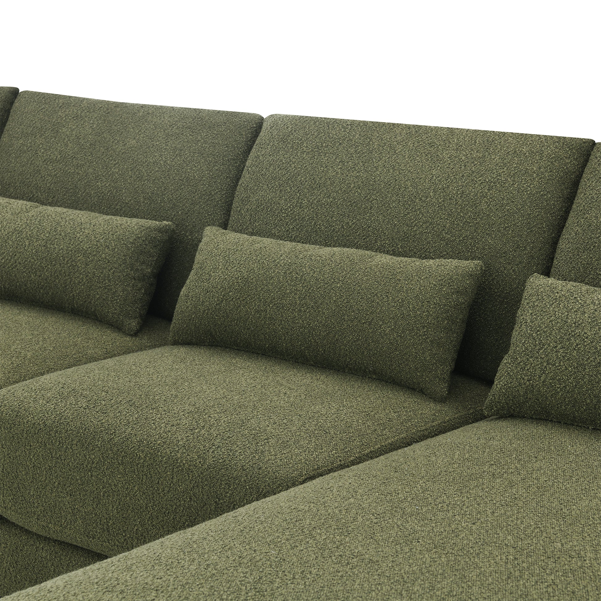 120*61" Oversized Deep Seat Sectional Sofa With Reversible Chaise,Loop Yarn Fabric 5 Seat Armless Indoor Furniture,Convertible L Shaped Couch For Living Room,Apartment,3 Colors Green Fabric 5 Seat