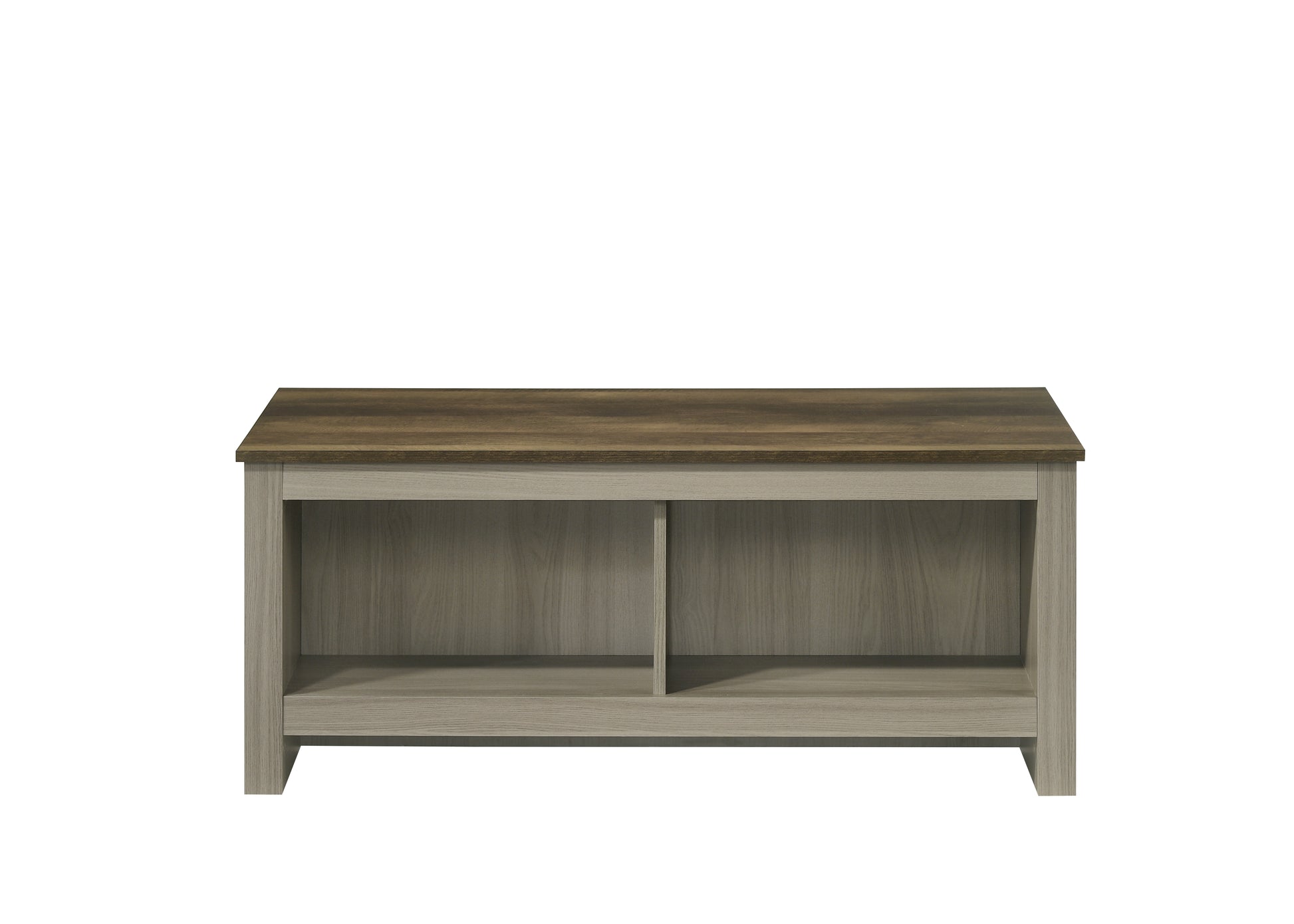 Nyla 43"W Gray Oak Coffee Table With Open Shelves Front And Back Gray Wood