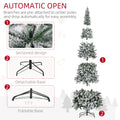 Homcom 9Ft Unlit Snow Flocked Slim Pine Artificial Christmas Tree With Realistic Branches And 1084 Tips Green Plastic