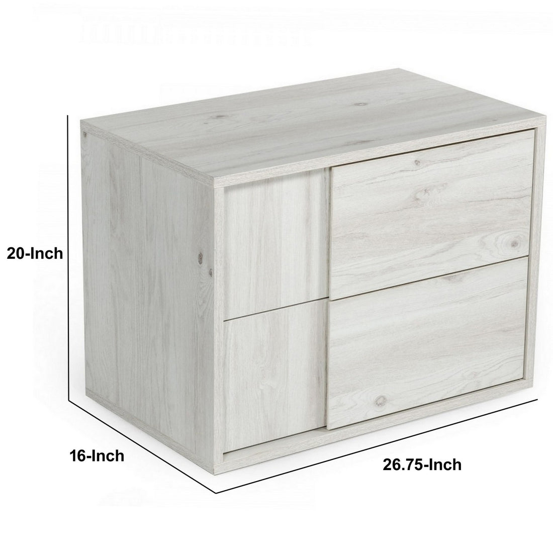 Wooden Nightstand With 2 Self Closing Drawers, White White Wood