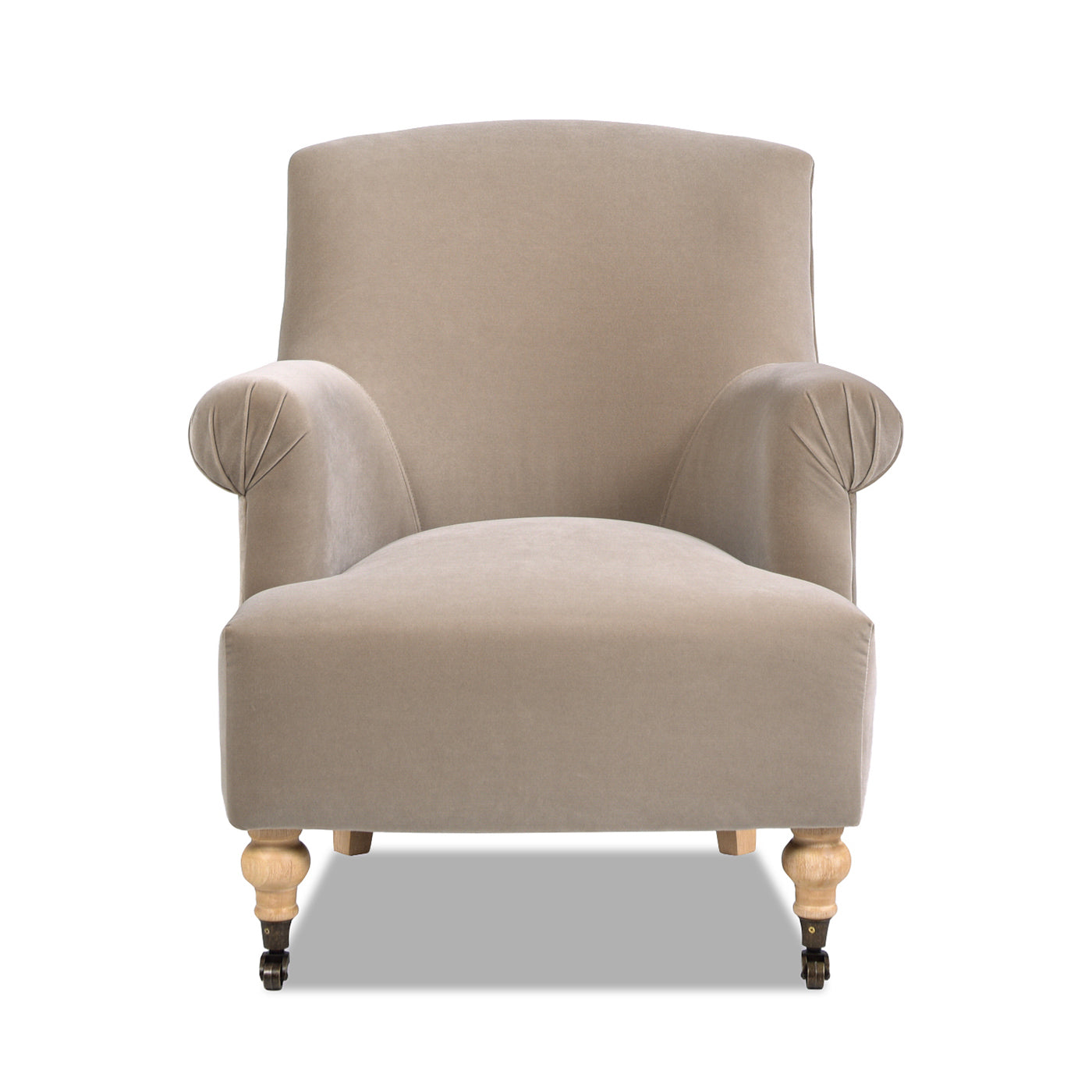 Eloise 30" Pleated Sock Arm Accent Armchair, Mink Beige Performance Velvet Mink Foam Velvet