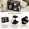 Mobile End Table With Lockable Wheels, Narrow Coffee Table With 5Mm Thick Fluted Tempered Glass, Modern Nightstand With Golden Round Rod, Living Room, Black, 31.5''W X11.8''D X 23.1''H Black Primary Living Space Mdf