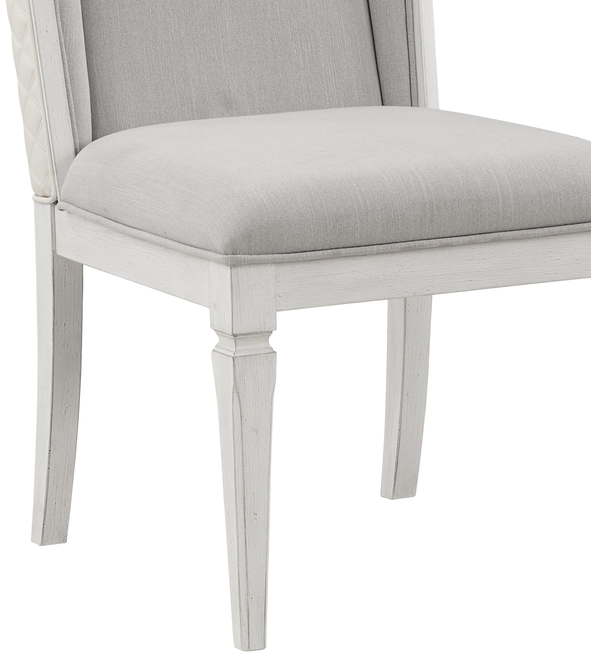 Katia Light Gray Linen & Weathered White Finish Side Chair Set Of 2 Gray,White Linen,Synthetic Wood