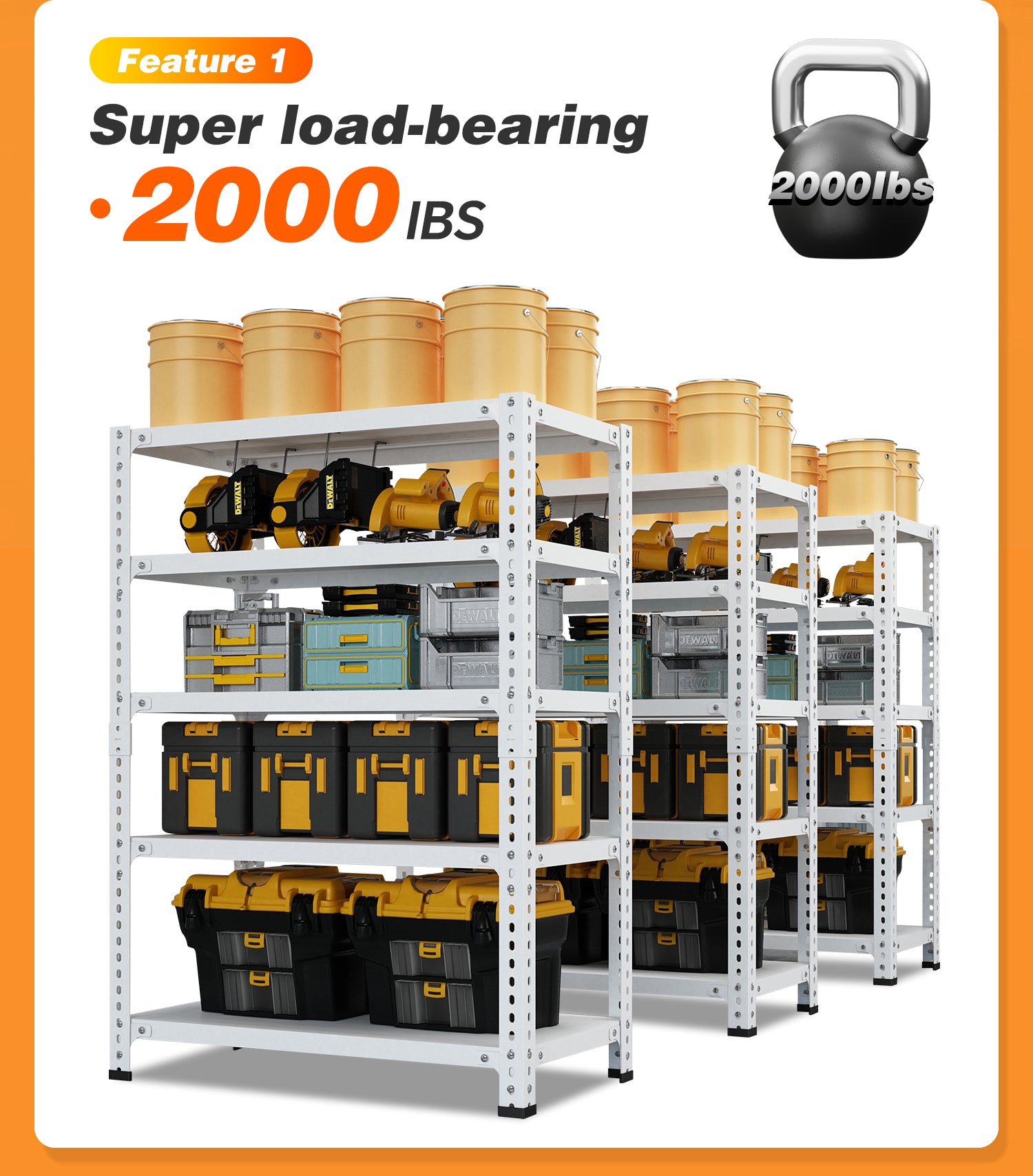 Household Storage Rack, Adjustable Display Rack, Basement Balcony Storage Rack, Carbon Steel Storage Rack, 100Cm * 40Cm * 180Cm, Five Floors White 5 White Etagere Primary Living Space Metal