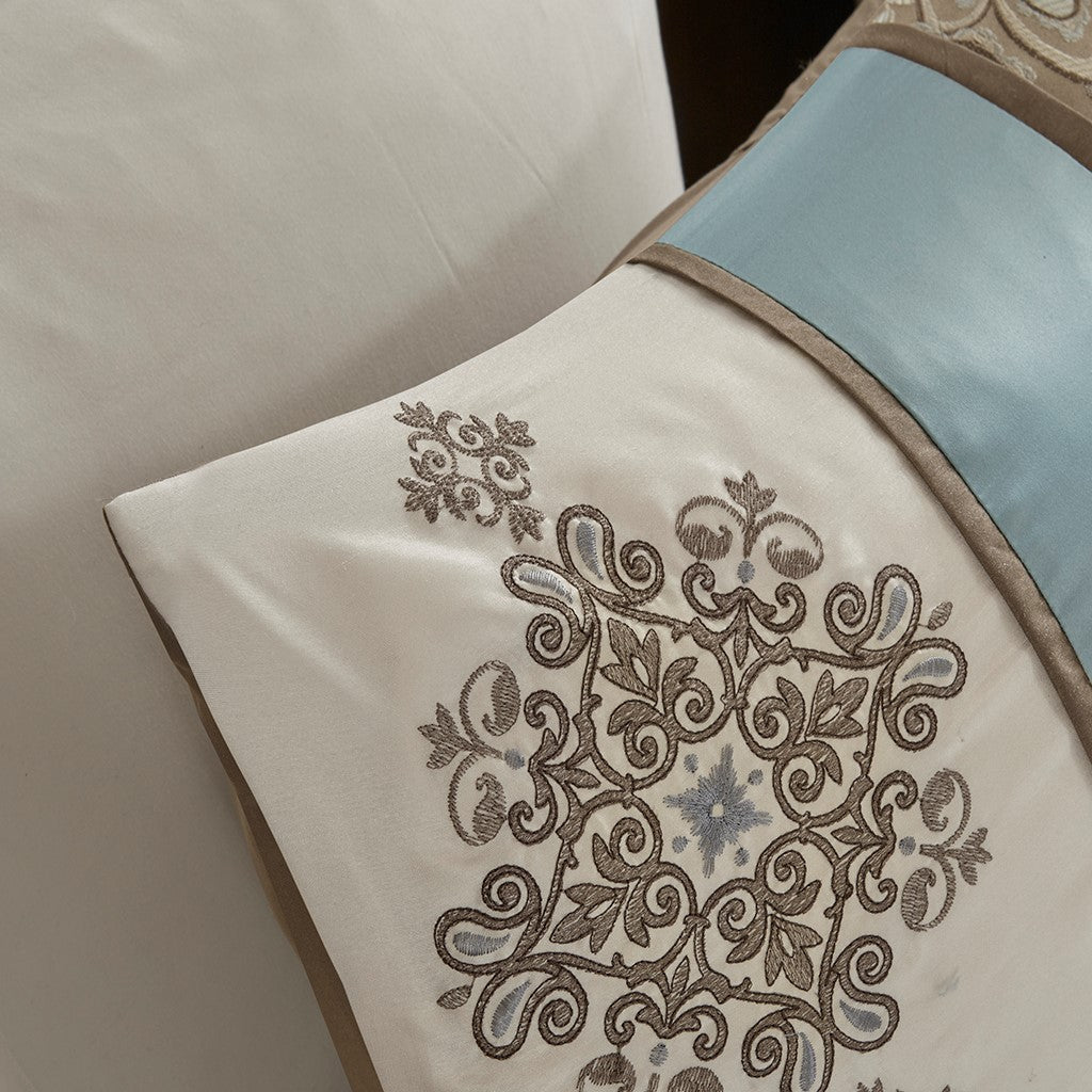 Jacquard 7 Piece Comforter Set Blue Queen Queen Blue Polyester