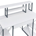 White And Black Office Desk With Open Shelves And Hutch White Black Writting Desk Office Rectangular Shelves Wood Metal Sled