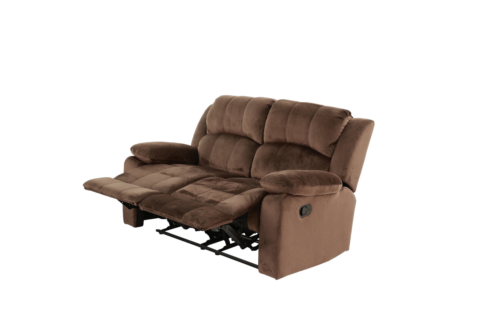 Motion Loveseat 1Pc Living Room Furniture Chocolate Padded Suede Plush Cushion Couch Metal Reclining Chocolate Suede Metal Primary Living Space Cushion Back Contemporary,Modern Pillow Top Arms Suede 2 Seat