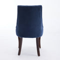 Rayon Cloth Flocking Linen Dining Chairs Channel Kitchen Dinner Chair Comfy Fabric Upholstered Accent Chair For Dining Room With Curved Solid Wood Legs,Set Of 2 Blue , Sw1847Bl Blue Light Brown Dining Room American Design,American Traditional Dining
