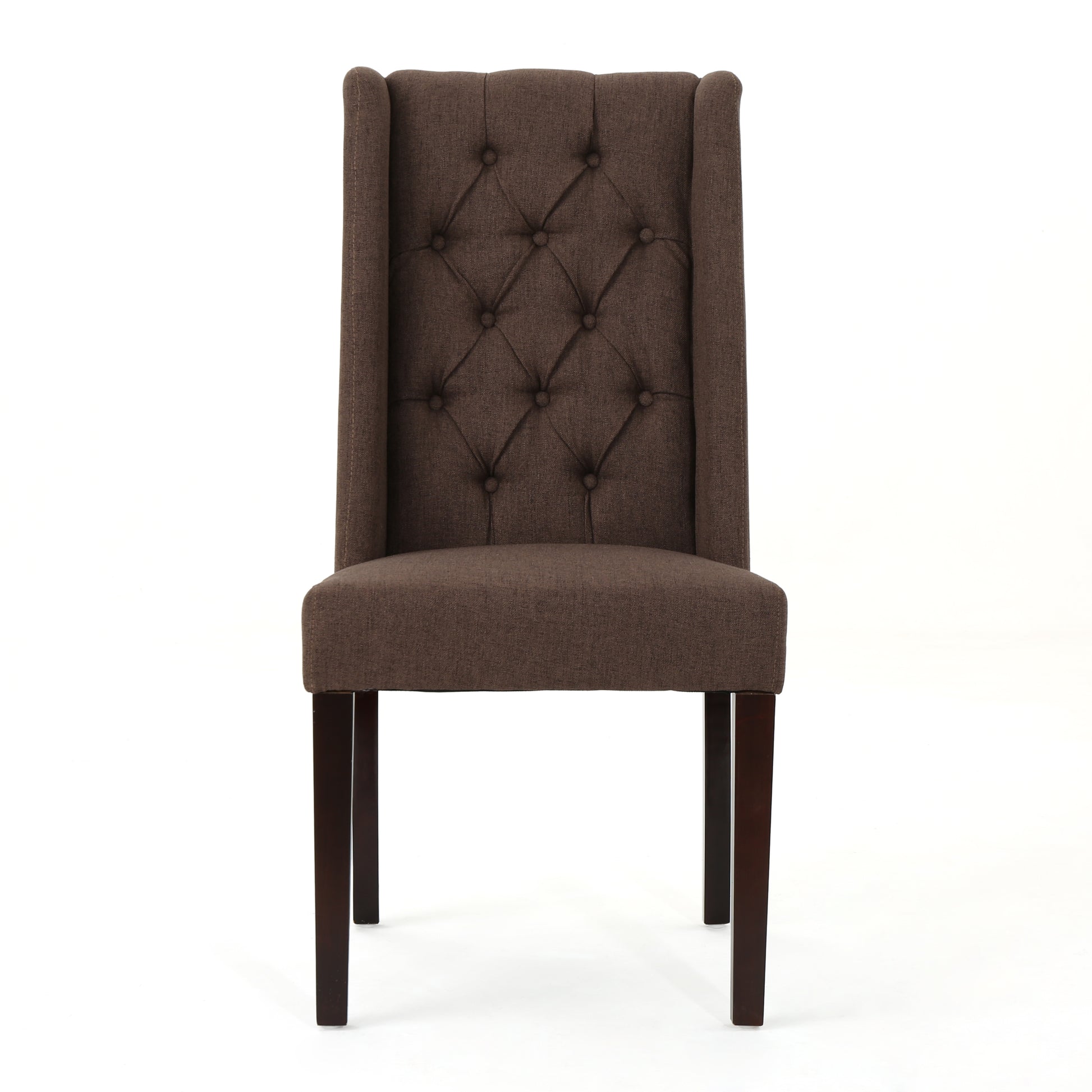 Dining Chair Dark Brown Wood Fabric