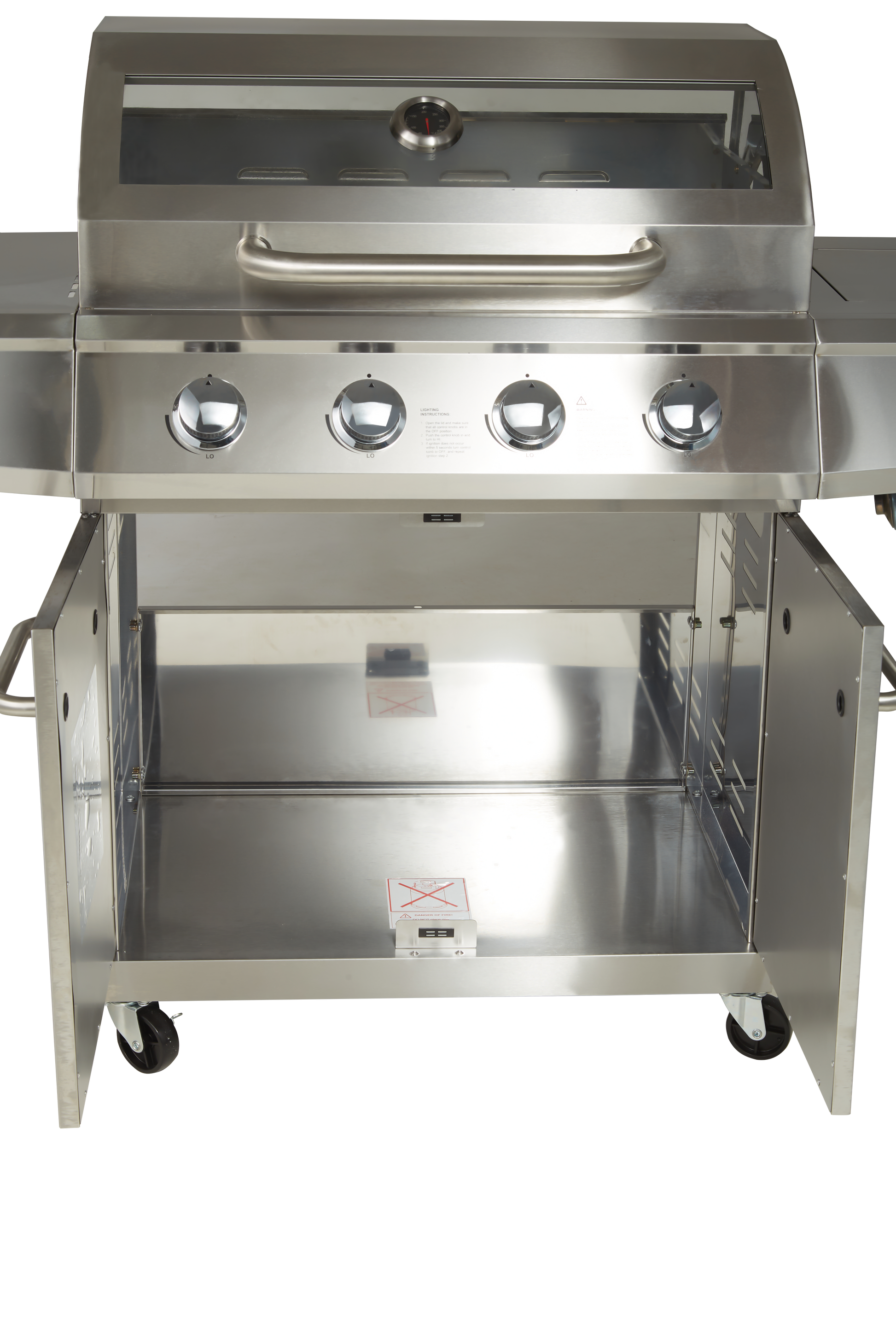 Propane Grill 4 Burner Barbecue Grill Stainless Steel Gas Grill Silver Garden & Outdoor Stainless Steel