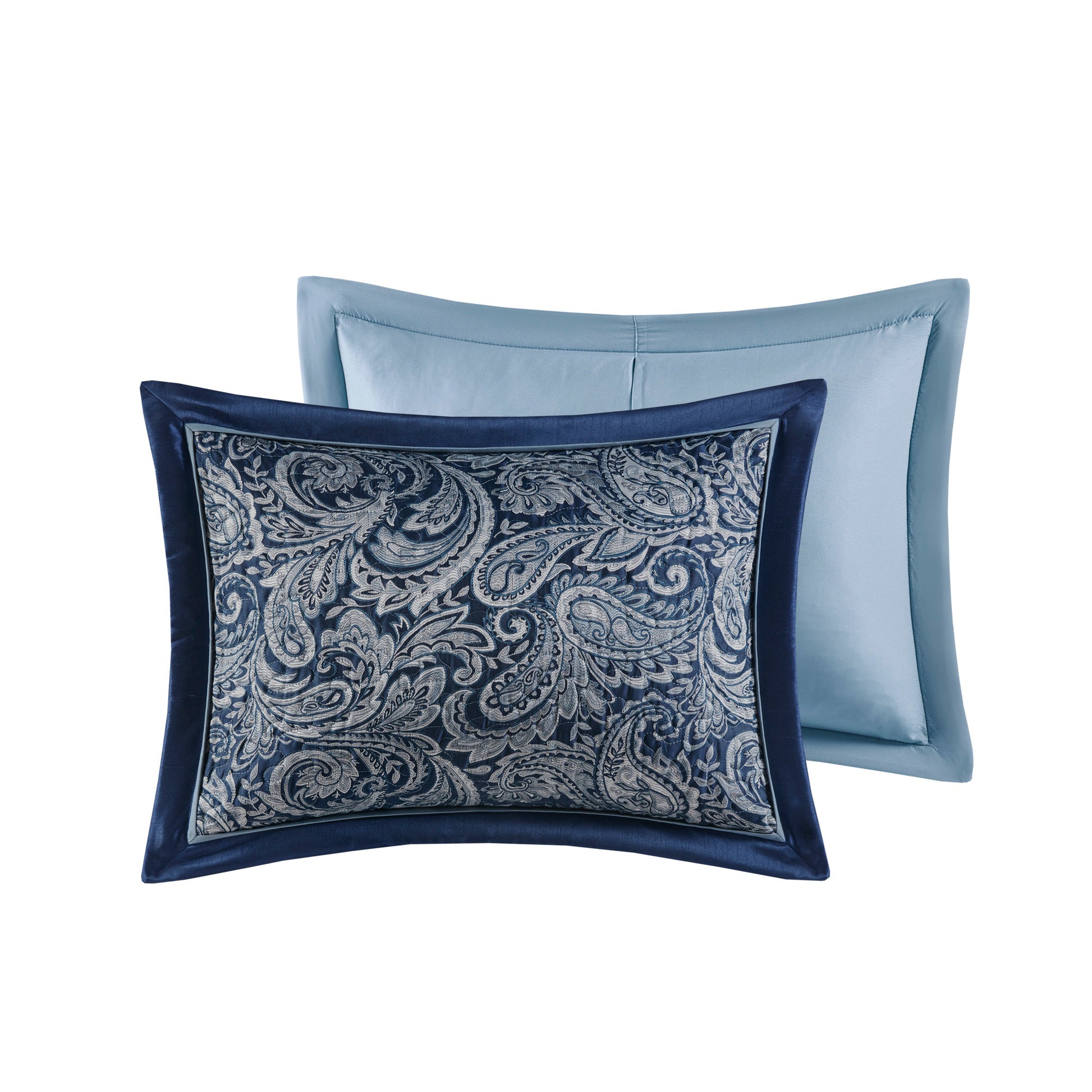 5 Piece Jacquard Bedspread Set With Throw Pillows Navy Queen Queen Navy Cotton