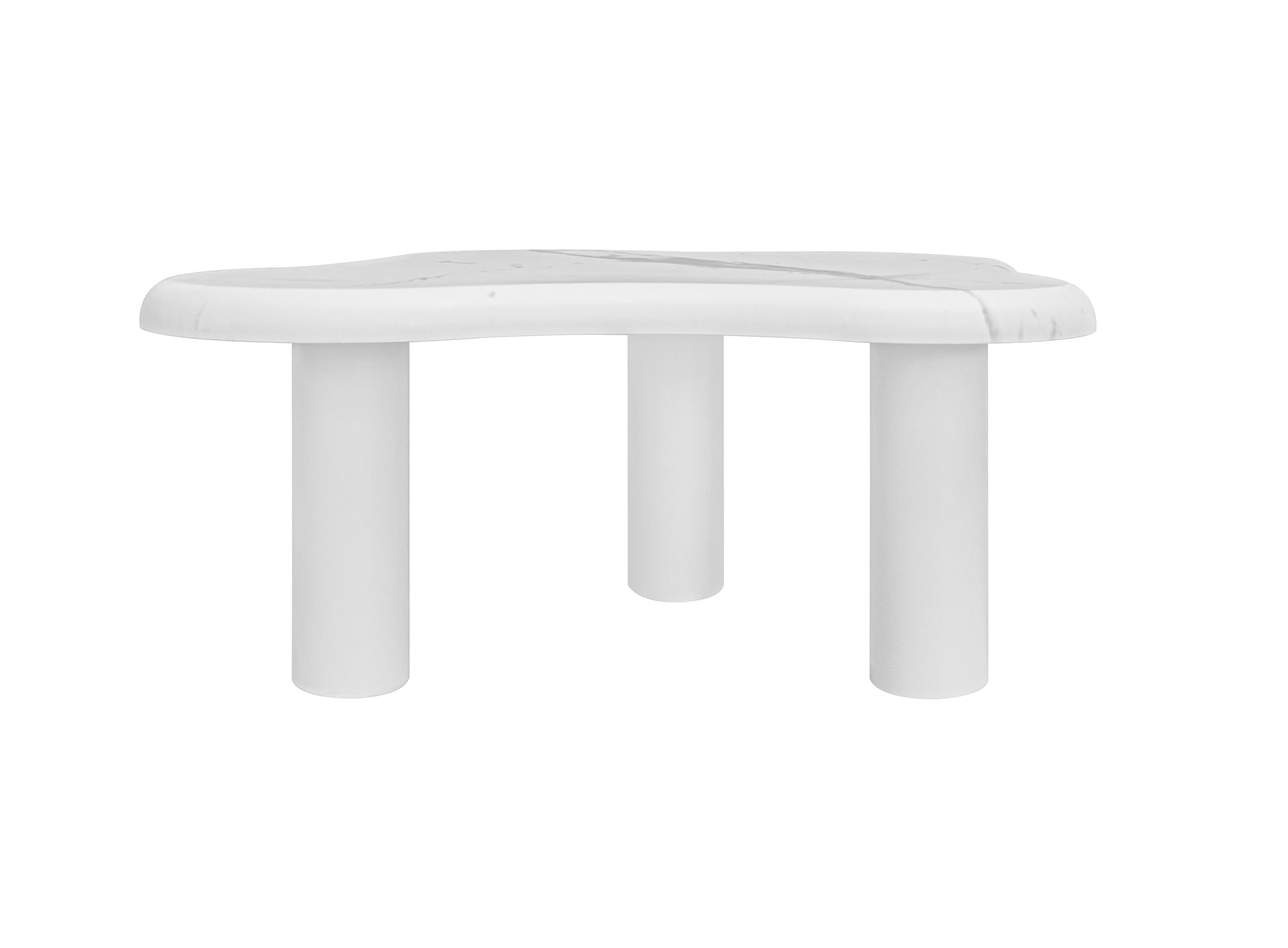 Cloud Coffee Table Classic Modern Marbling Tea Table, Irregular Indoor End Table For Living Room Apartment Free Shape With 3 Legs White Modern Mdf