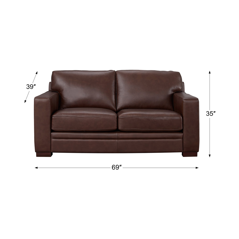 Dillon Leather Loveseat Raisin Down Filling Genuine Leather