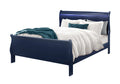 Charlston Blue Queen Bed With Led Blue Solid Wood Mdf