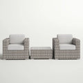 Fully Assembled Rattan Wicker 2 Person Seating Set With Cushions Gray,Grey Mix Wicker