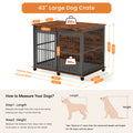 Furniture Dog Crate Sliding Iron Door Dog Crate With Mat. Rustic Brown,43.7''W X 30''D X 33.7''H . Rustic Brown Particle Board