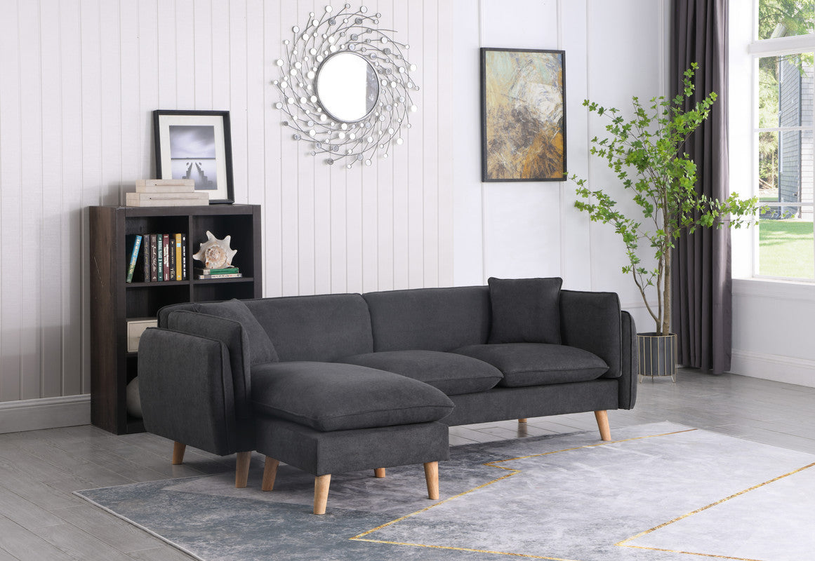 Brayden 86.5" Dark Gray Fabric Sectional Sofa Chaise Dark Gray Fabric