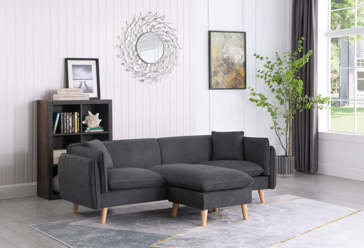 Brayden 86.5" Dark Gray Fabric Sectional Sofa Chaise Dark Gray Fabric