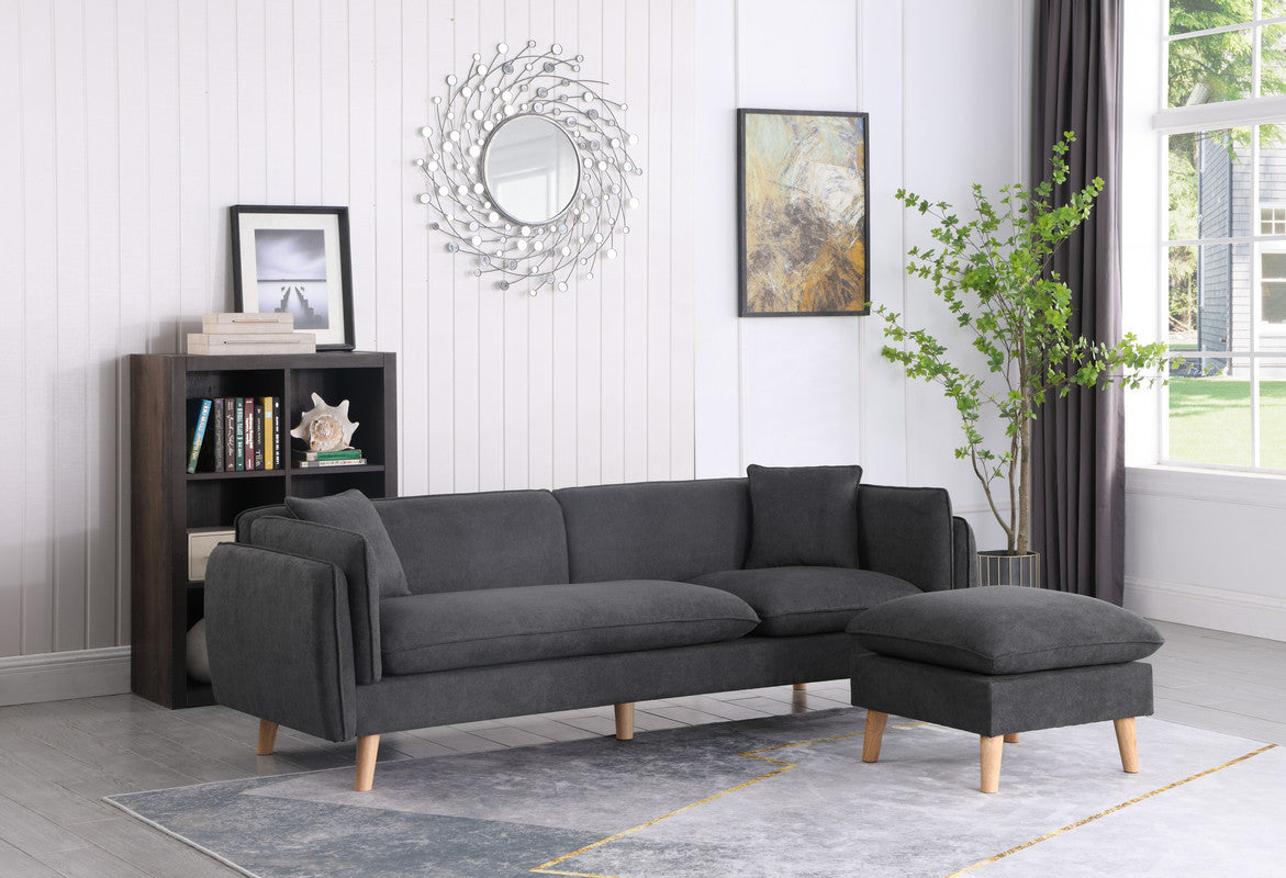 Brayden 86.5" Dark Gray Fabric Sectional Sofa Chaise Dark Gray Fabric