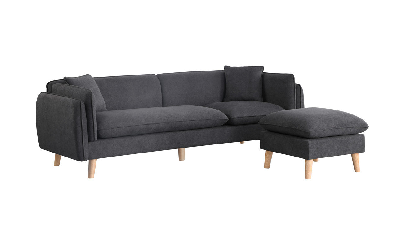 Brayden 86.5" Dark Gray Fabric Sectional Sofa Chaise Dark Gray Fabric