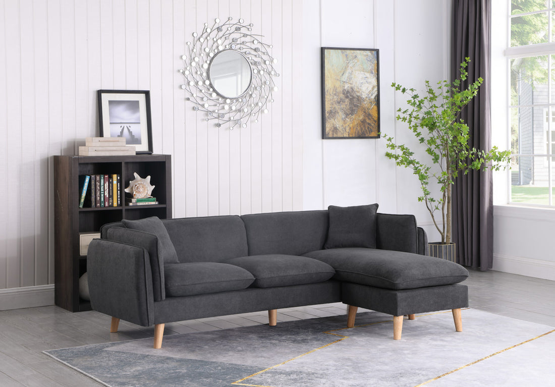 Brayden 86.5" Dark Gray Fabric Sectional Sofa Chaise Dark Gray Fabric