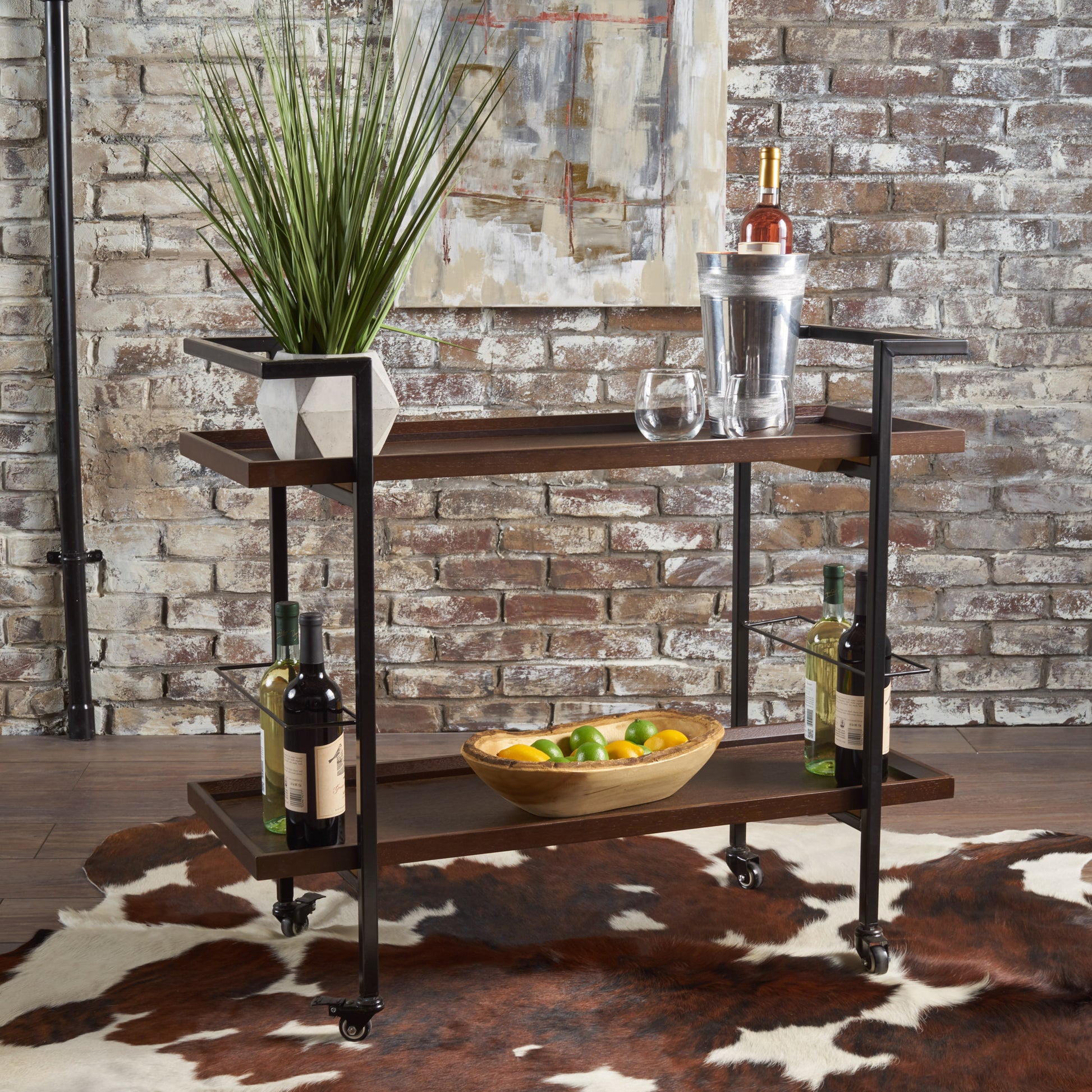 Bar Cart Walnut Brown Wood